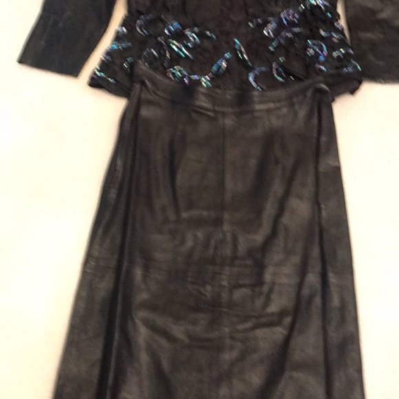 Beautiful Black Leather Jacket & Skirt - Picture 3 of 4